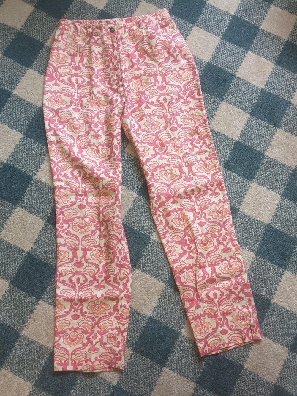 Vintage Harolds 100% Linen Bold Printed Slacks/Pants Size 6 Small